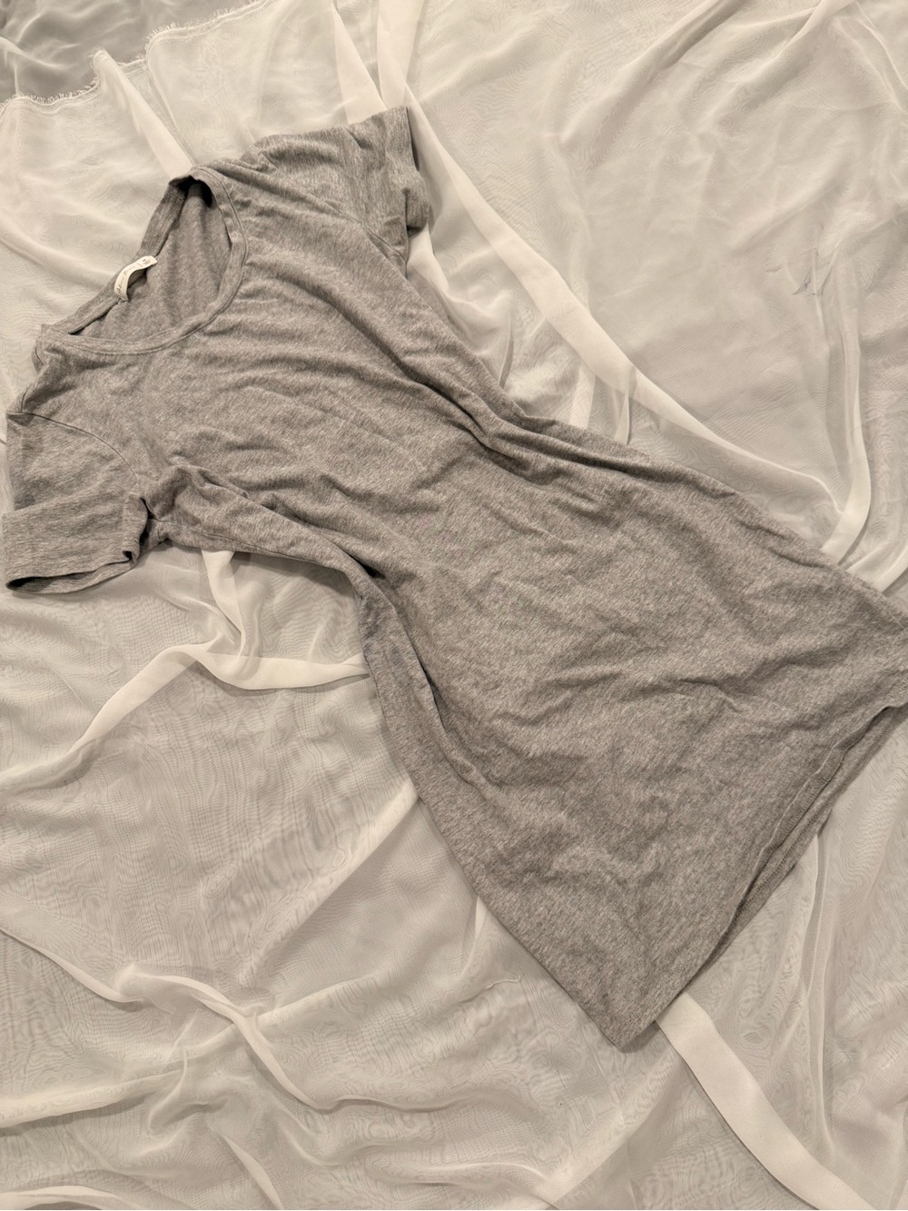 Active Basic Heather Gray Scoop Neck Short Sleeve Tee Dress